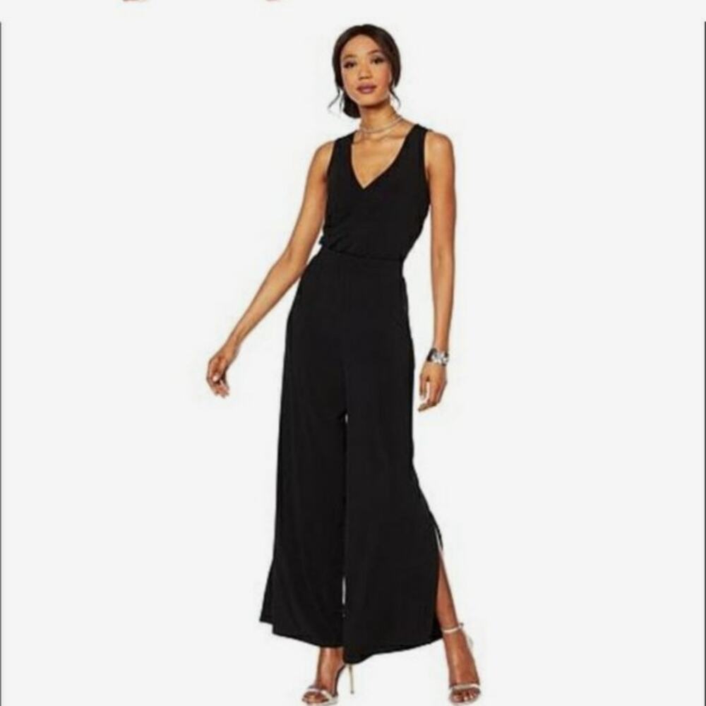 G by Guiliana Black Split Leg Pantsuit Petite Large